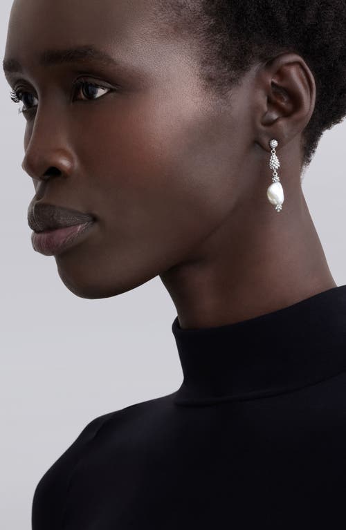 Lagos Sterling Silver Luna Keshi Pearl & Caviar Bead Drop Earrings In Silver