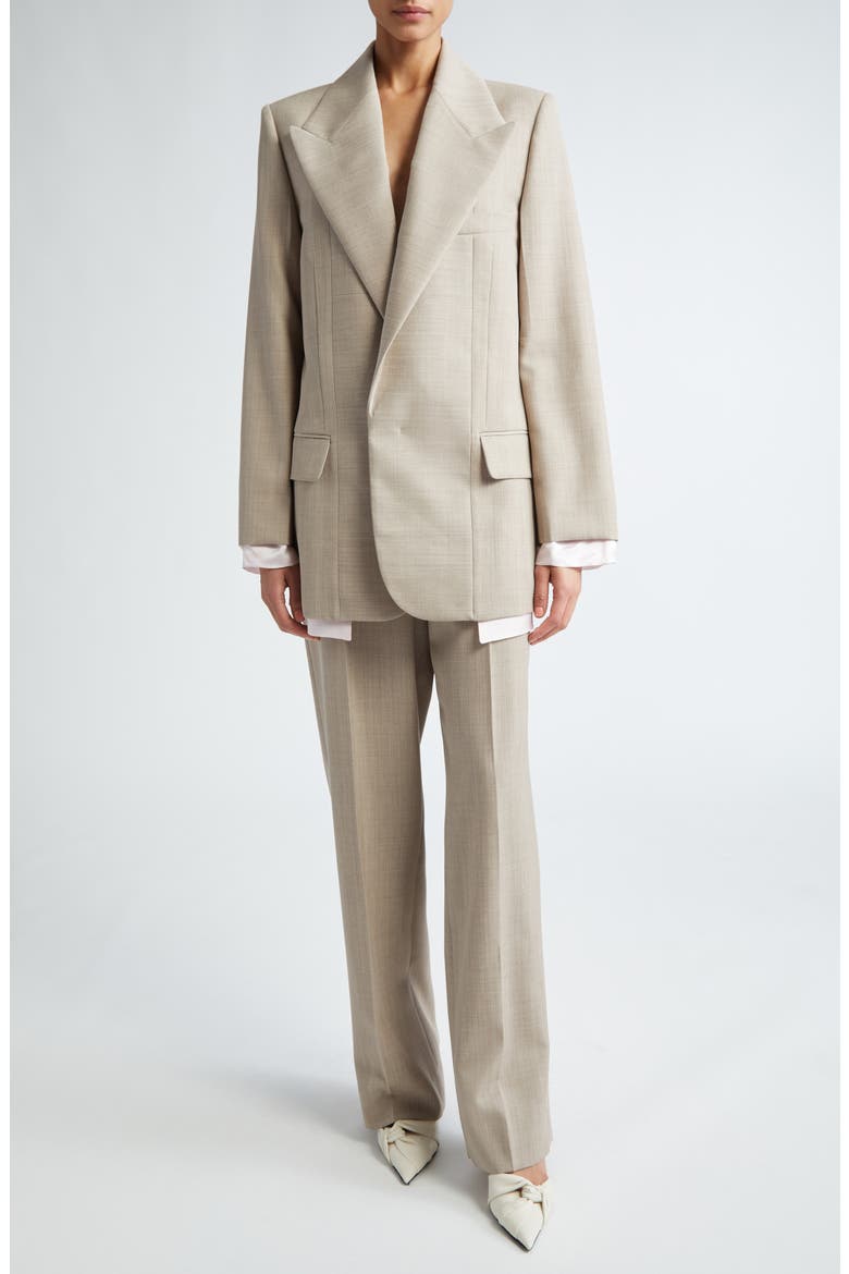 Tailored Virgin Wool Blazer, Alternate, color, SESAME