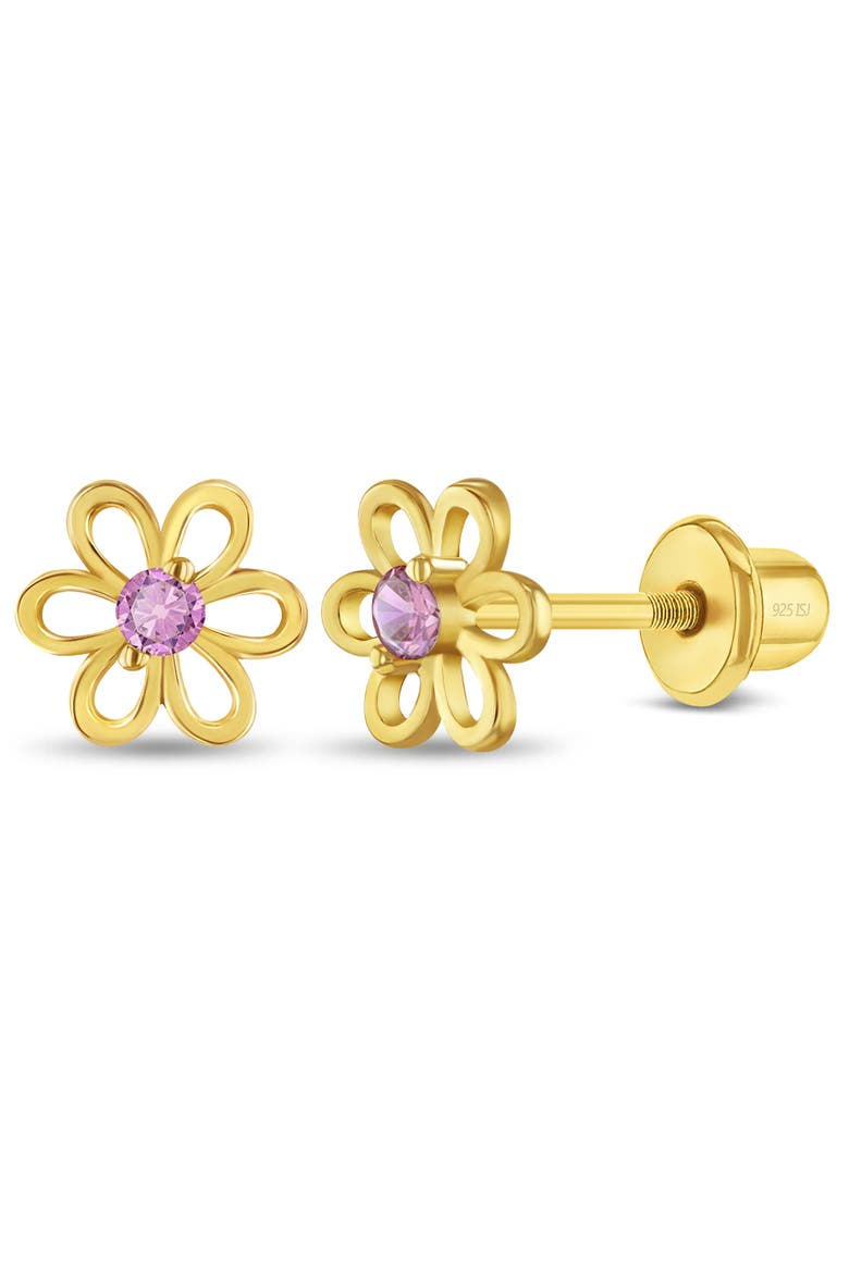 Flower Cubic Zirconia Flower Earrings, Main, color, Pink