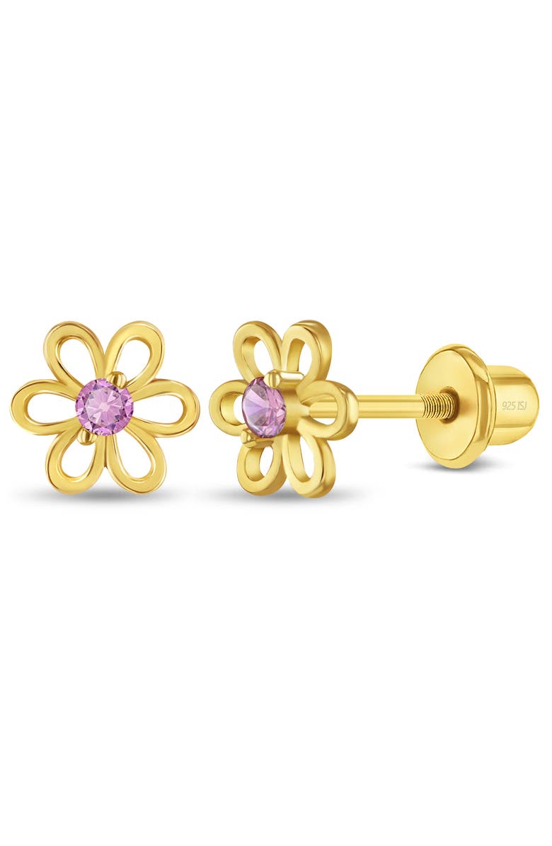 In Season Jewelry Flower Cubic Zirconia Flower Earrings, Main, color, Pink