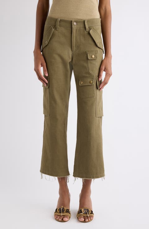 Josine Cotton Twill Flare Crop Cargo Pants
