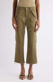 Isabel Marant Josine Cotton Twill Flare Crop Cargo Pants