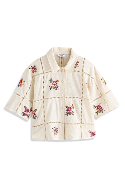 Next Floral Cross-stitch Button-up Shirt