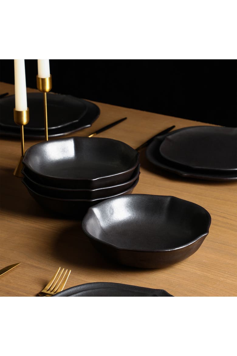 Baskerville Stoneware 24-Piece Dinnerware Set, Alternate, color, Black