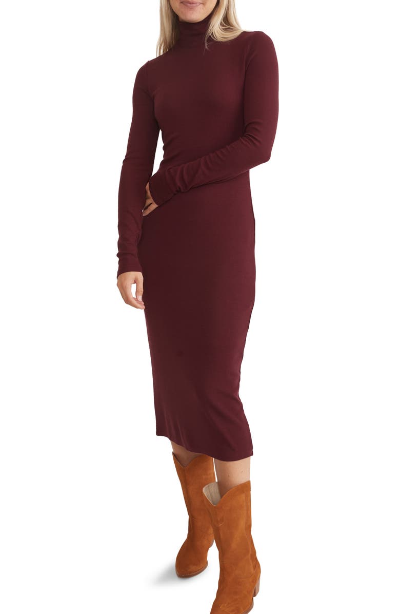 Marine Layer Lexi Rib Long Sleeve Turtleneck Dress, Alternate, color, 