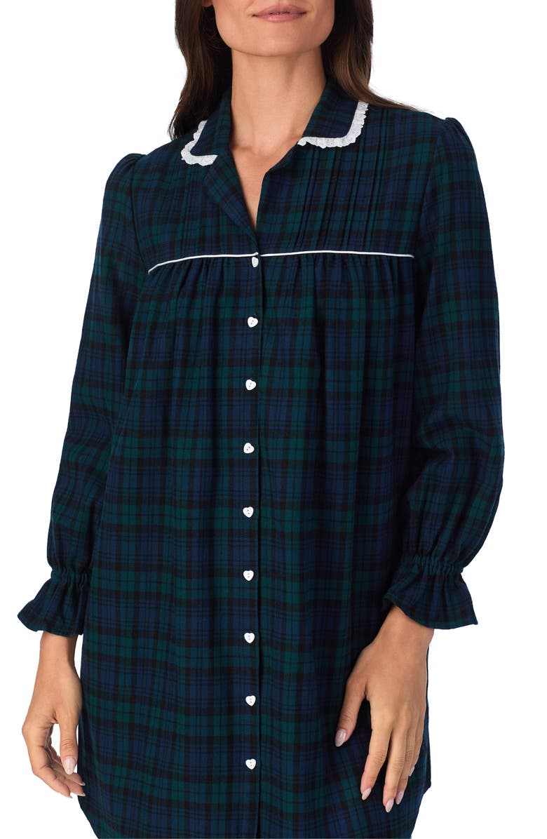 Lanz of Salzburg Flannel Nightgown, Alternate, color, Blue/ Grn