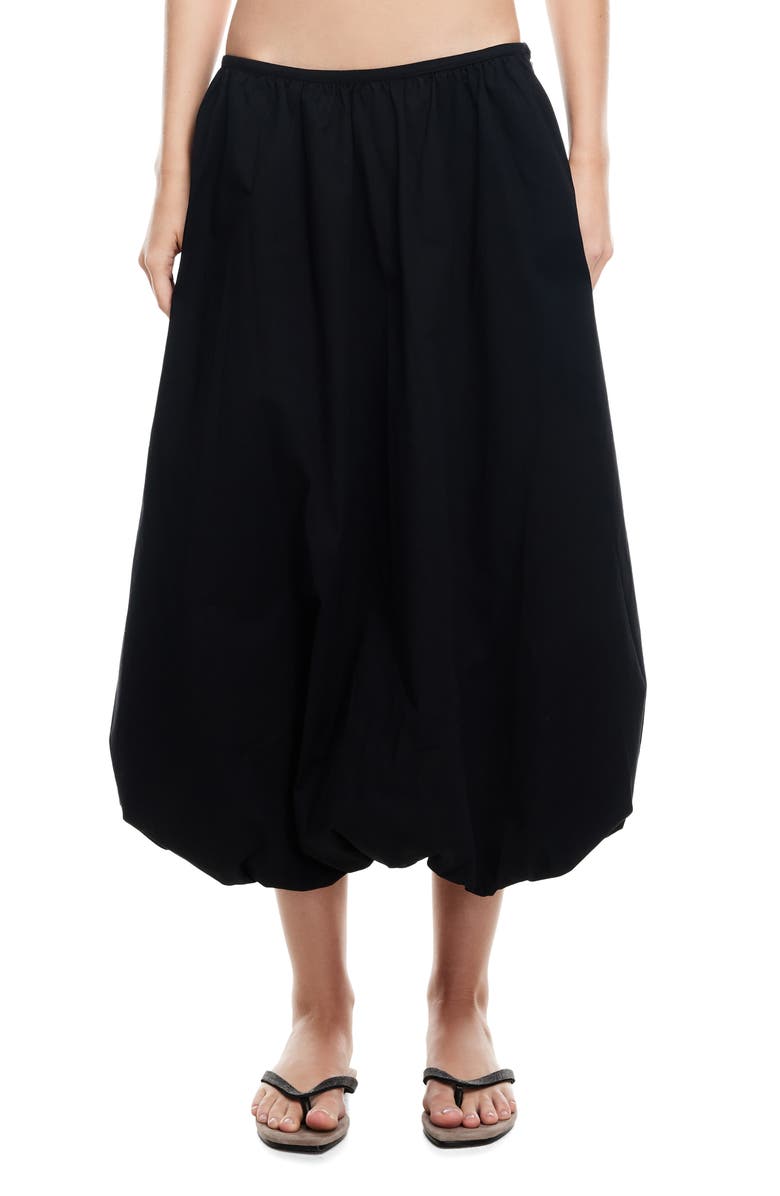LIONESS Intuition Low Rise Bubble Hem Midi Skirt, Main, color,