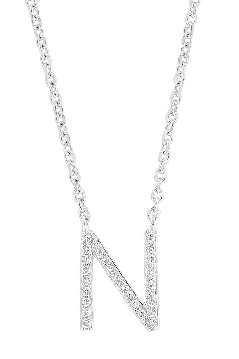 Sterling Silver Diamond 'N' Initial Pendant Necklace, Alternate, color, SILVER