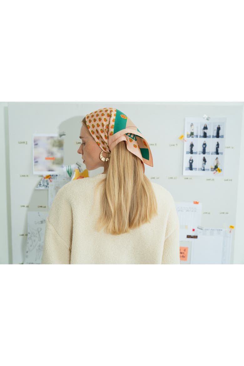 "Pan Pan" Silk Bandana, Alternate, color, Orange