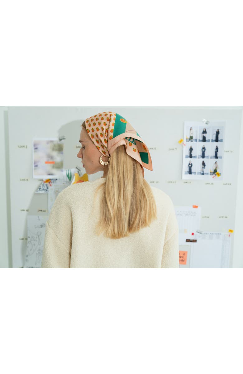 Lost Pattern NYC "Pan Pan" Silk Bandana, Alternate, color, Orange