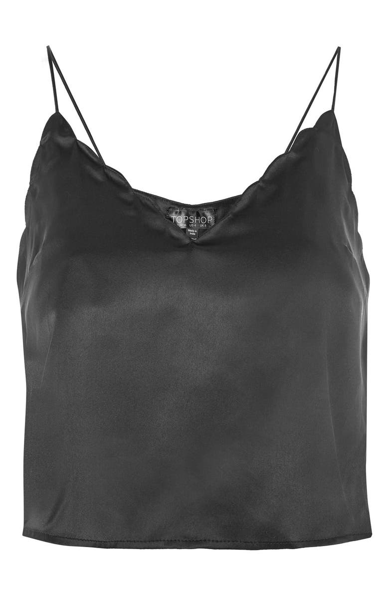 Topshop Scallop Crop Camisole, Alternate, color, 