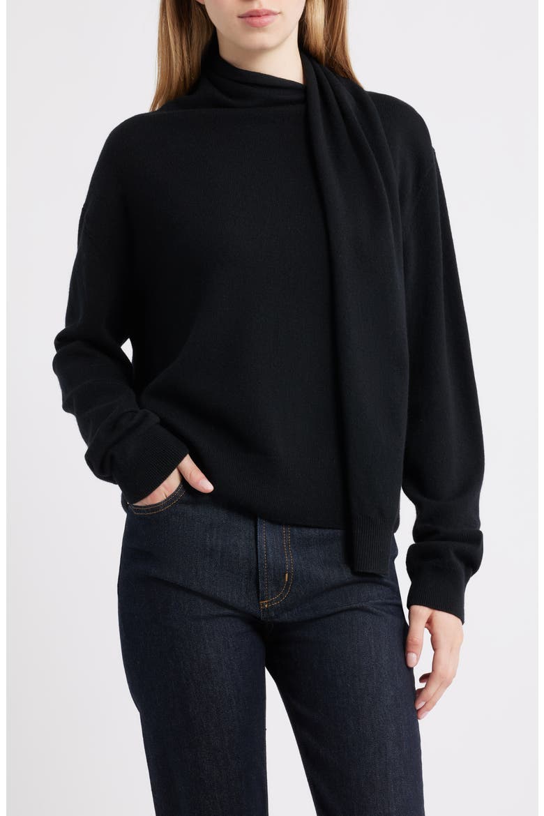 Cortina Scarf Neck Wool & Cashmere Sweater, Main, color, BLACK