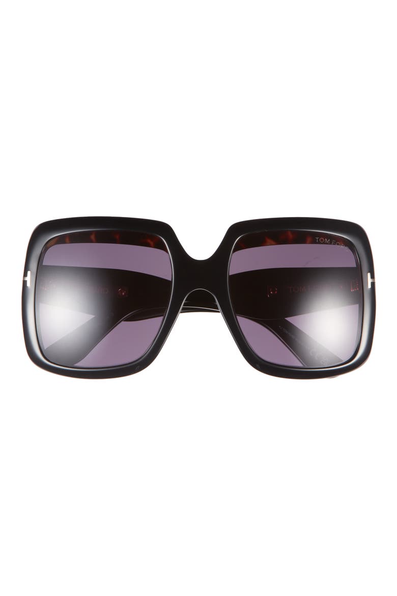 55mm Square Sunglasses, Main, color, SHINY BLACK/ SMOKE