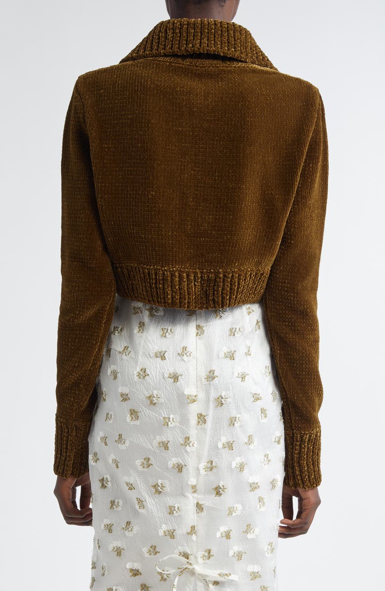 Cecilie Bahnsen Calla Velvet Crop Polo Sweater, Alternate, color,