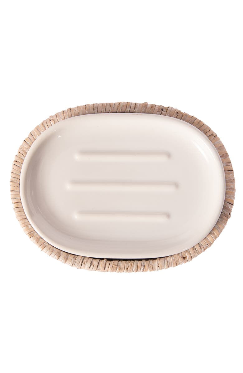 Artifacts Trading Company<sup>™</sup> Artifacts Rattan Rattan Oval Soap Dish with Ceramic Insert, Alternate, color, Tudor Black