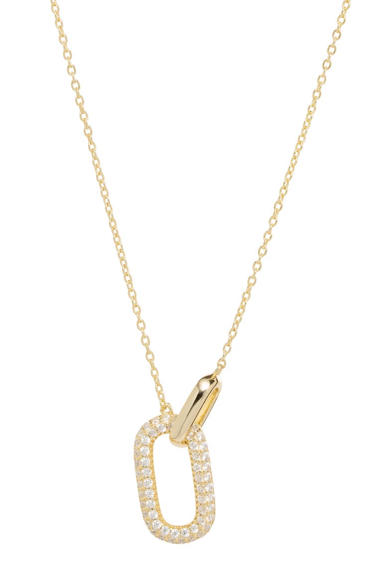 Pavé Interlock Oval Pendant Necklace, Main, color, GOLD