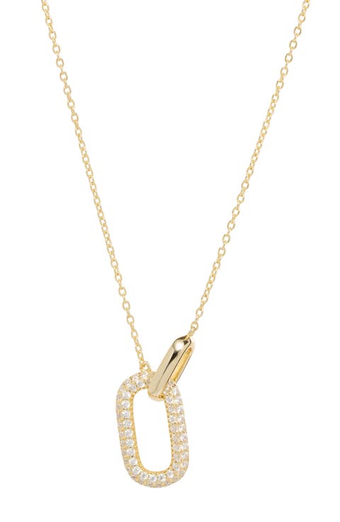 Pavé Interlock Oval Pendant Necklace
