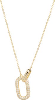 ATHRA LUXE Pavé Interlock Oval Pendant Necklace