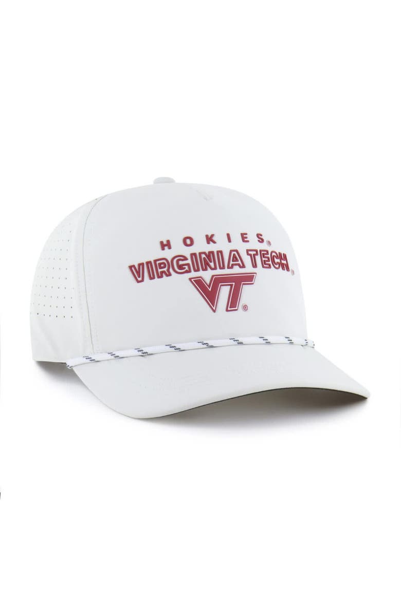 Men's '47  White Virginia Tech Hokies Forward Vent Hitch Rope Adjustable Hat, Alternate, color, White