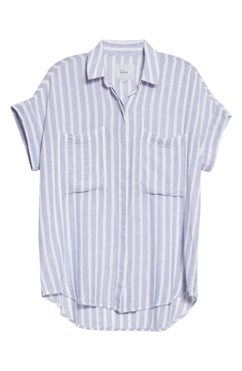 Rails Cito Stripe Short Sleeve Linen Blend Button-Up Shirt, Alternate, color,