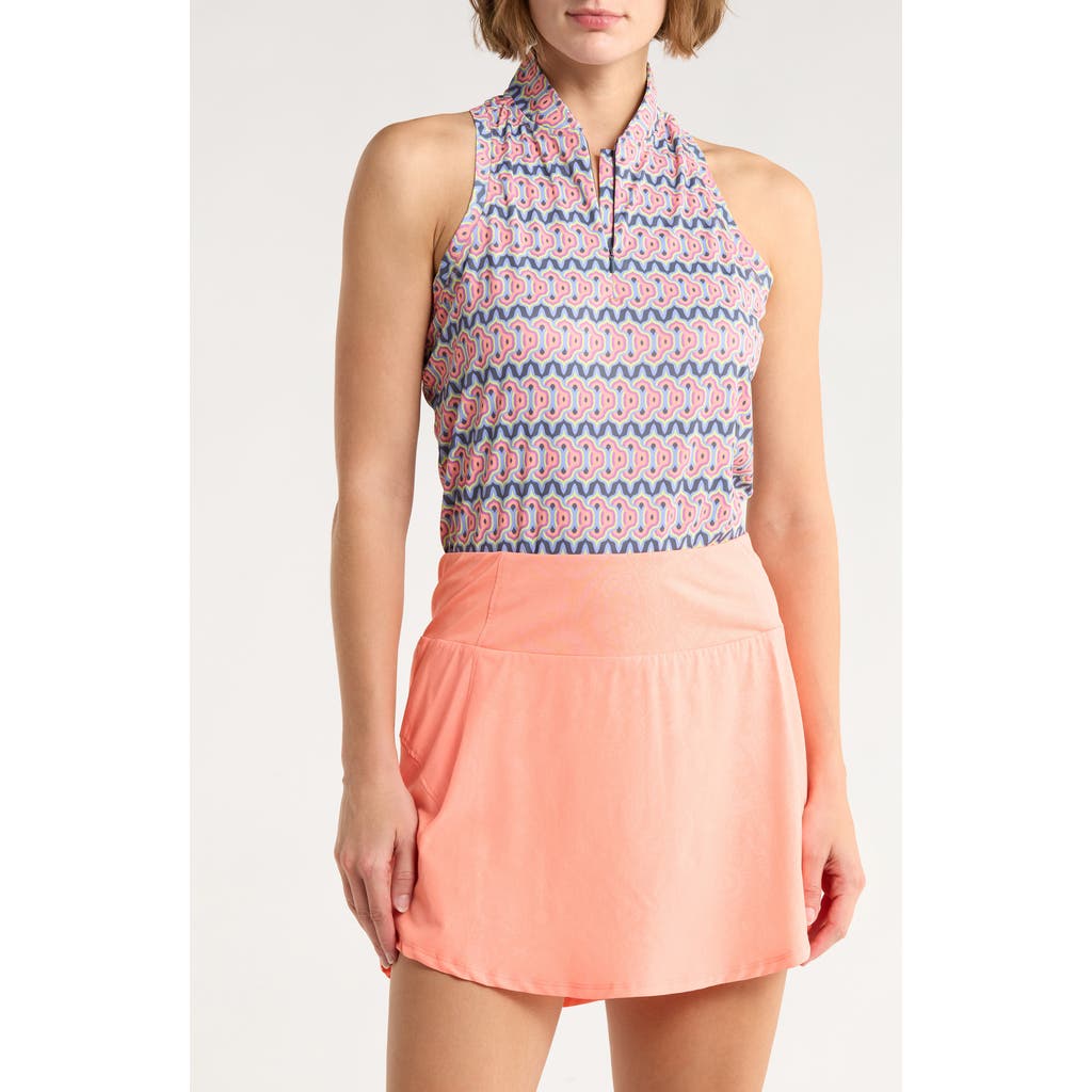 Swannies Madelyn Sleeveless Half Zip Knit Polo In Orange