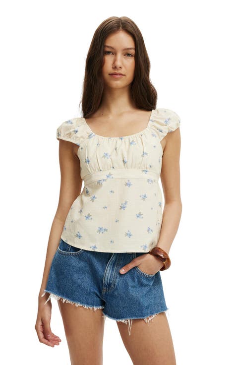 Women
s Tie Back Babydoll Top