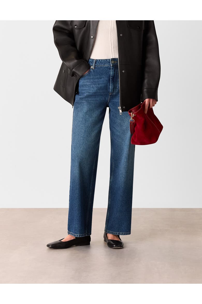 Denim Straight Ankle Length Jeans, Main, color, Denim