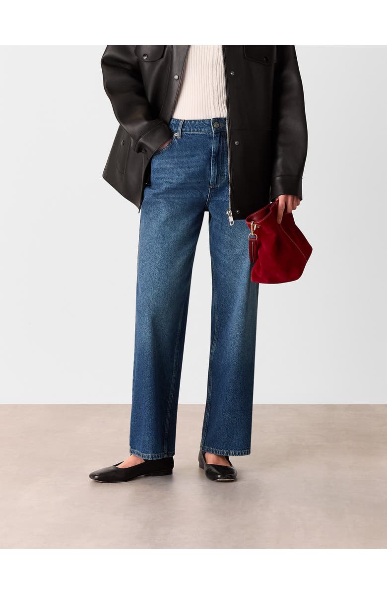 Whistles Denim Straight Ankle Length Jeans, Main, color, Denim