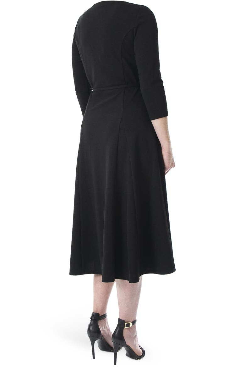 Nina Leonard Sylvia Grommet Split Neck Tea Dress, Alternate, color, Black