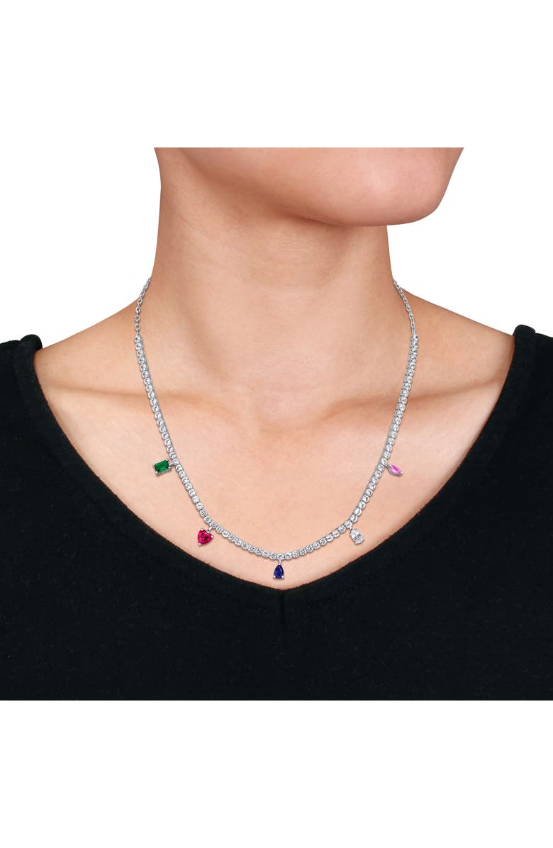Julianna B. Multi Lab-Created Gemstone Charm Necklace, Alternate, color, Sterling Silver