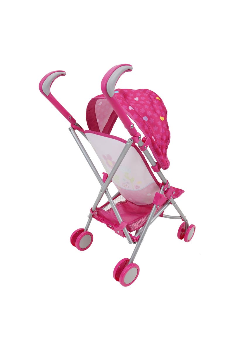 509 Garden Doll Stroller W/ Retractable Canopy, Safety Harness, Storage Basket, Alternate, color, Pink