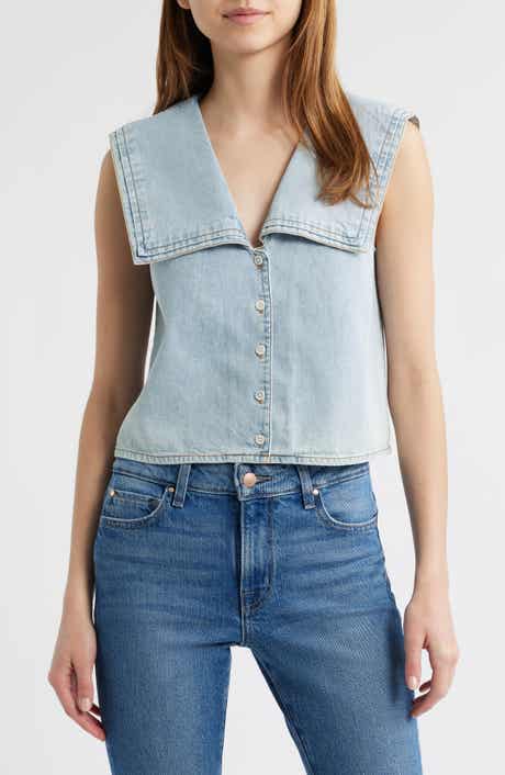 FRAME The Yacht Denim Sleeveless Top