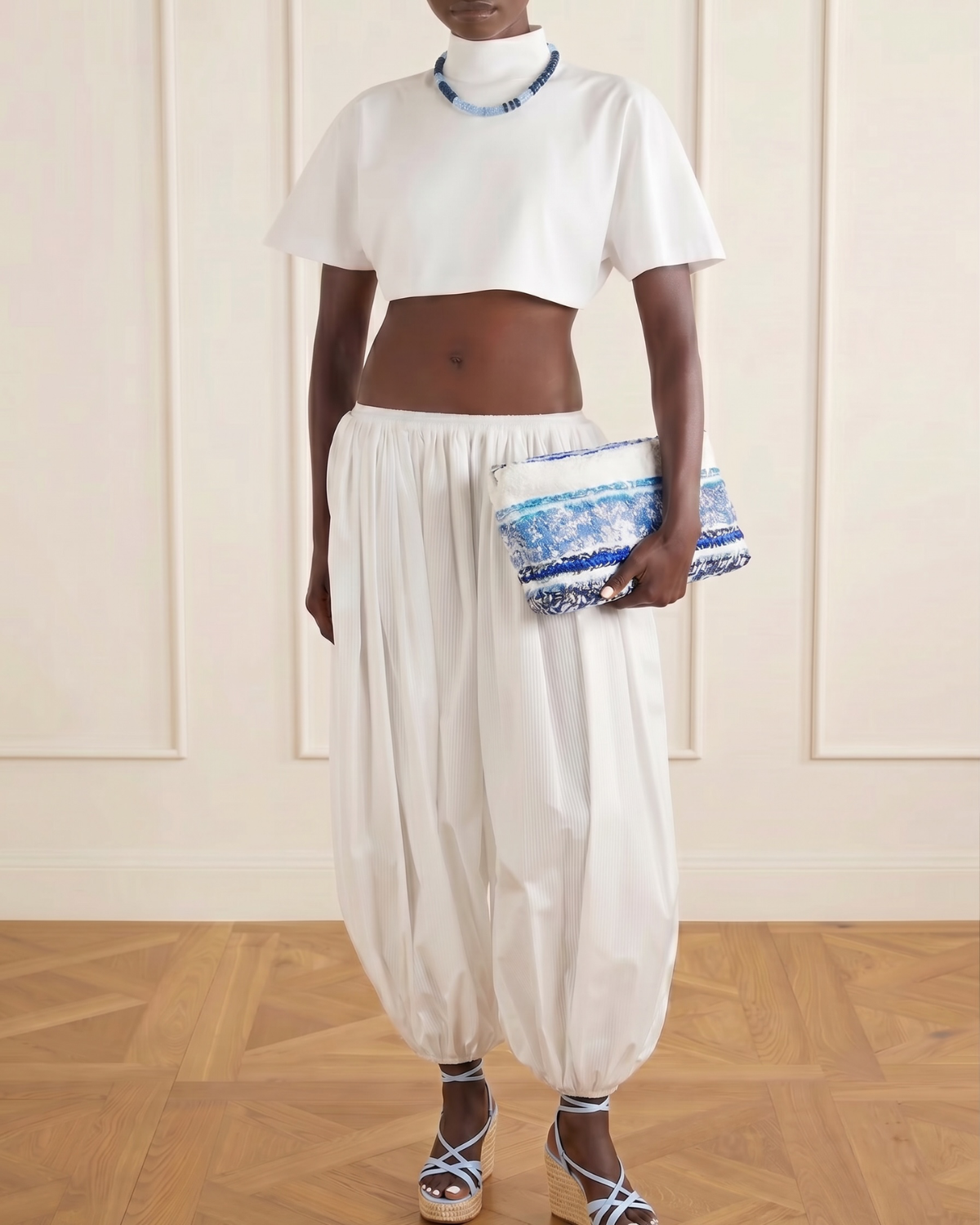 Summer Clutch Style 001, Alternate, color, Blue, White, and Black
