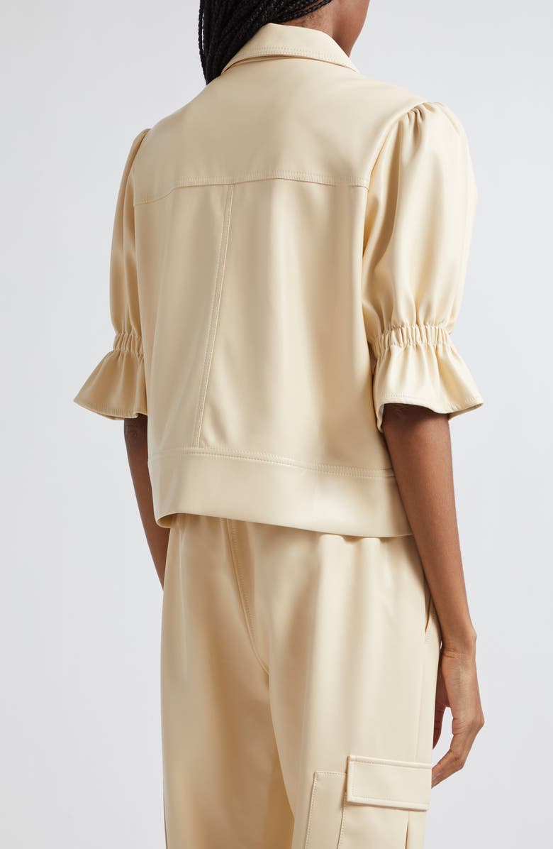 Cinq à Sept Holly Ruffle Faux Leather Jacket, Alternate, color, Dune