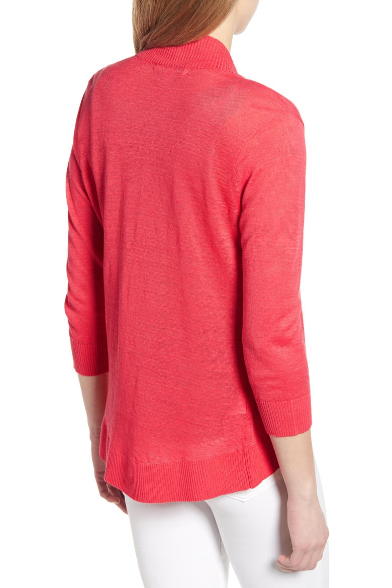 Lea Linen Cardigan, Alternate, color, PARADISE PINK