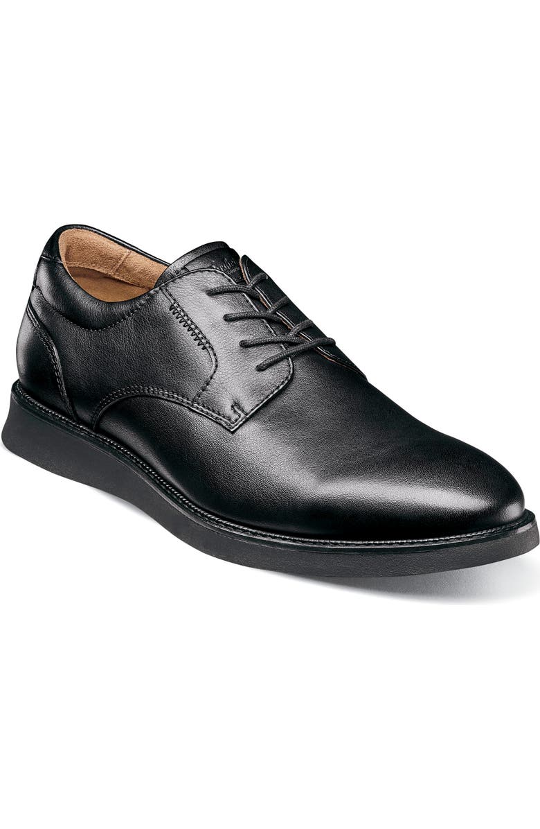 Florsheim Launch Plain Toe Derby, Main, color, Black