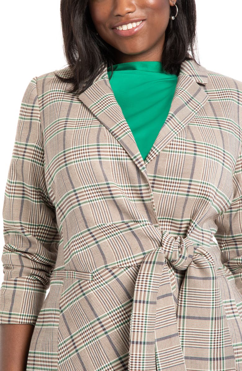 ELOQUII Plaid Tie Blazer, Main, color,