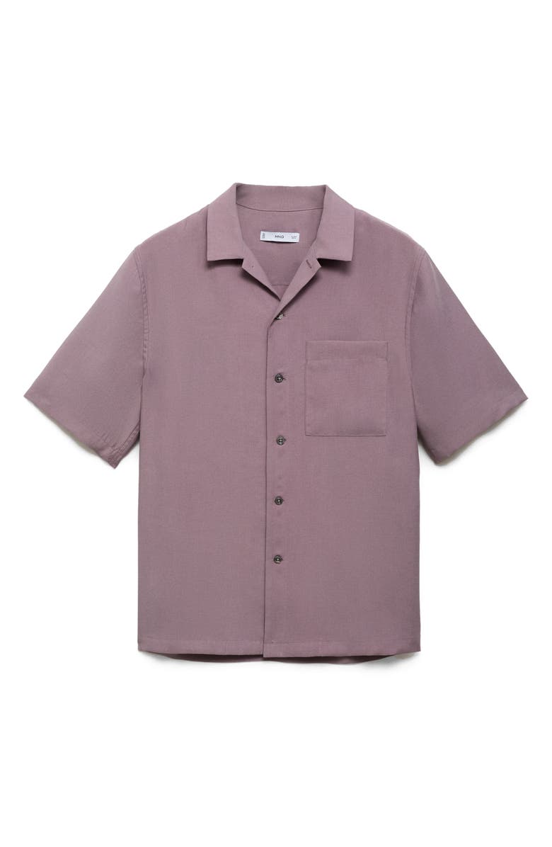 MANGO Solid Camp Shirt, Alternate, color, Violet
