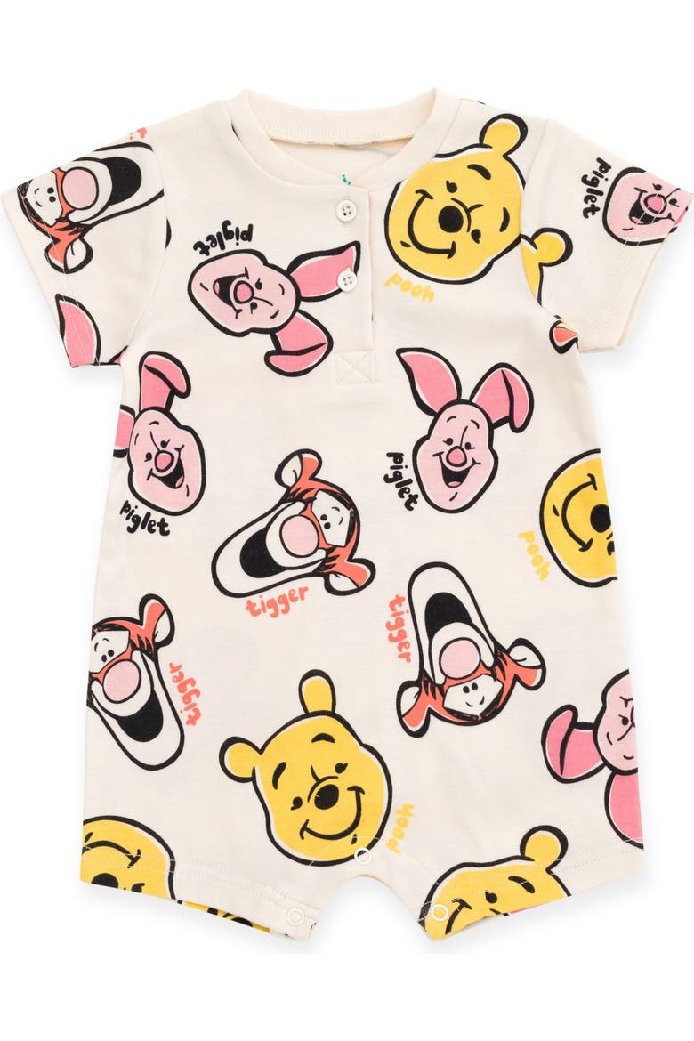 Winnie the Pooh One Piece Romper Set, Alternate, color, Winnie Yellow Cream