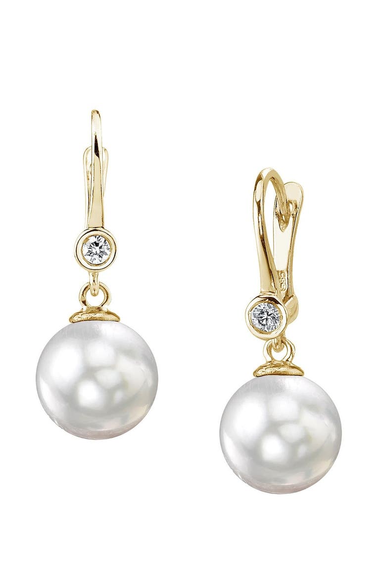 South Sea Pearl & Diamond Michelle Earrings, Main, color, Yellow Gold