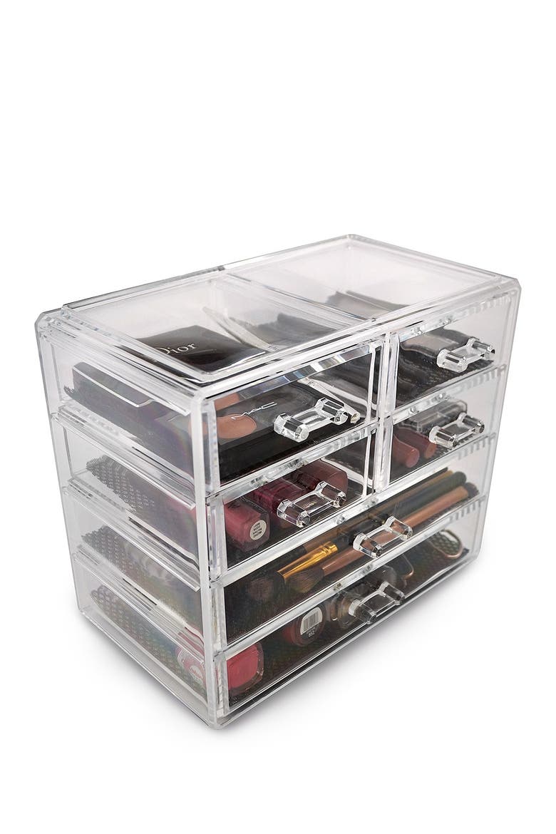 Acrylic 6 Drawer Cosmetics Makeup & Jewelry Storage Case Display, Main, color, CLEAR