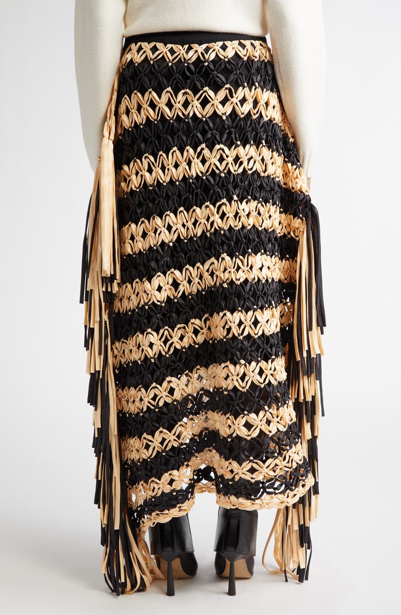 Diotima Cavalla Fringe Stripe Macramé Maxi Skirt, Alternate, color,