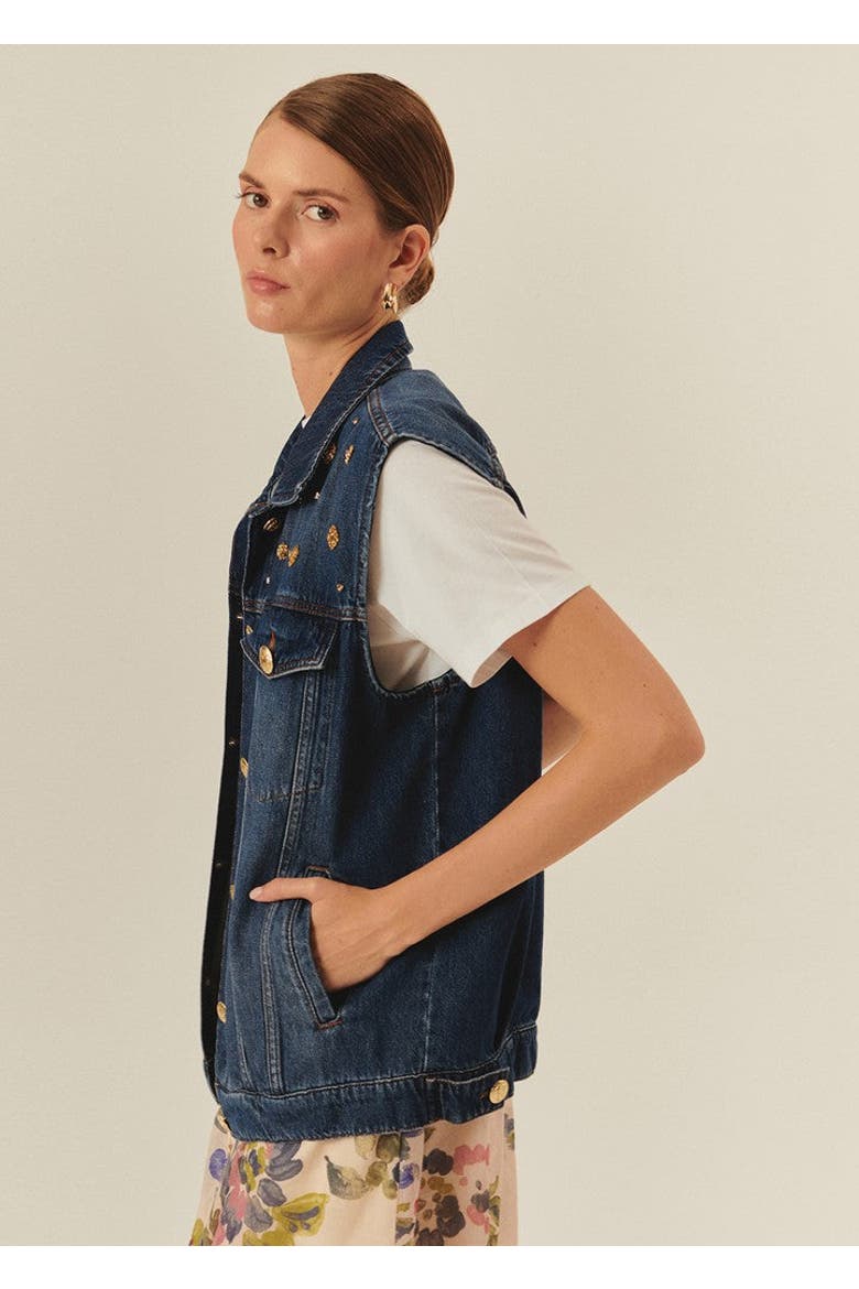 Serena Denim Vest, Alternate, color, INDIGO