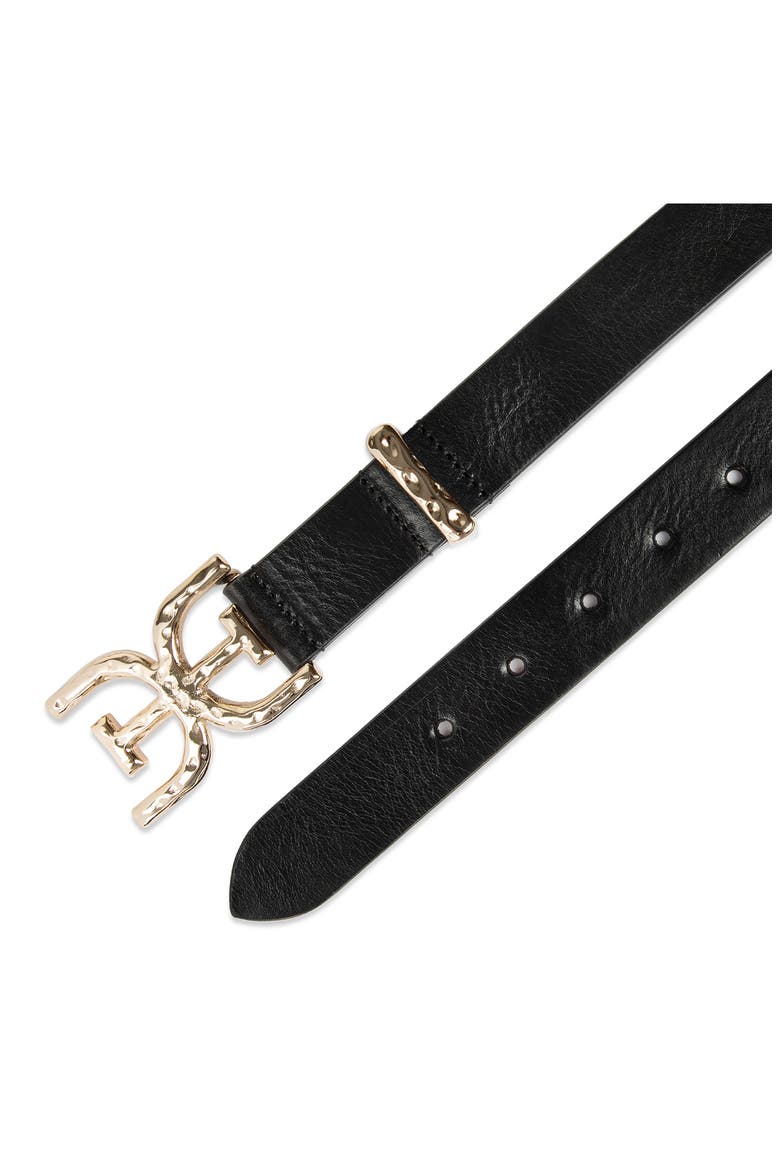 Hammered Logo Buckle Belt, Alternate, color, BLACK