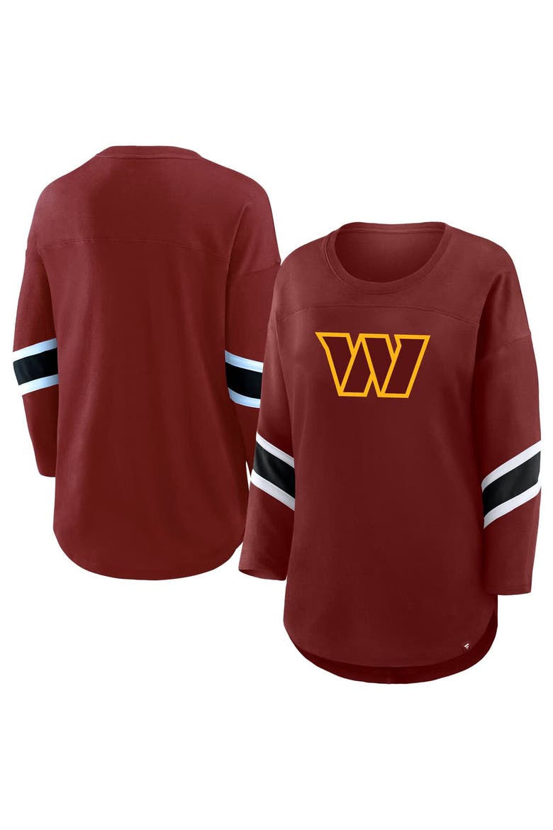 Women's Fanatics Burgundy Washington Commanders Plus Size Redzone 3/4-Sleeve Scoop Neck T-Shirt, Main, color, Burgundy