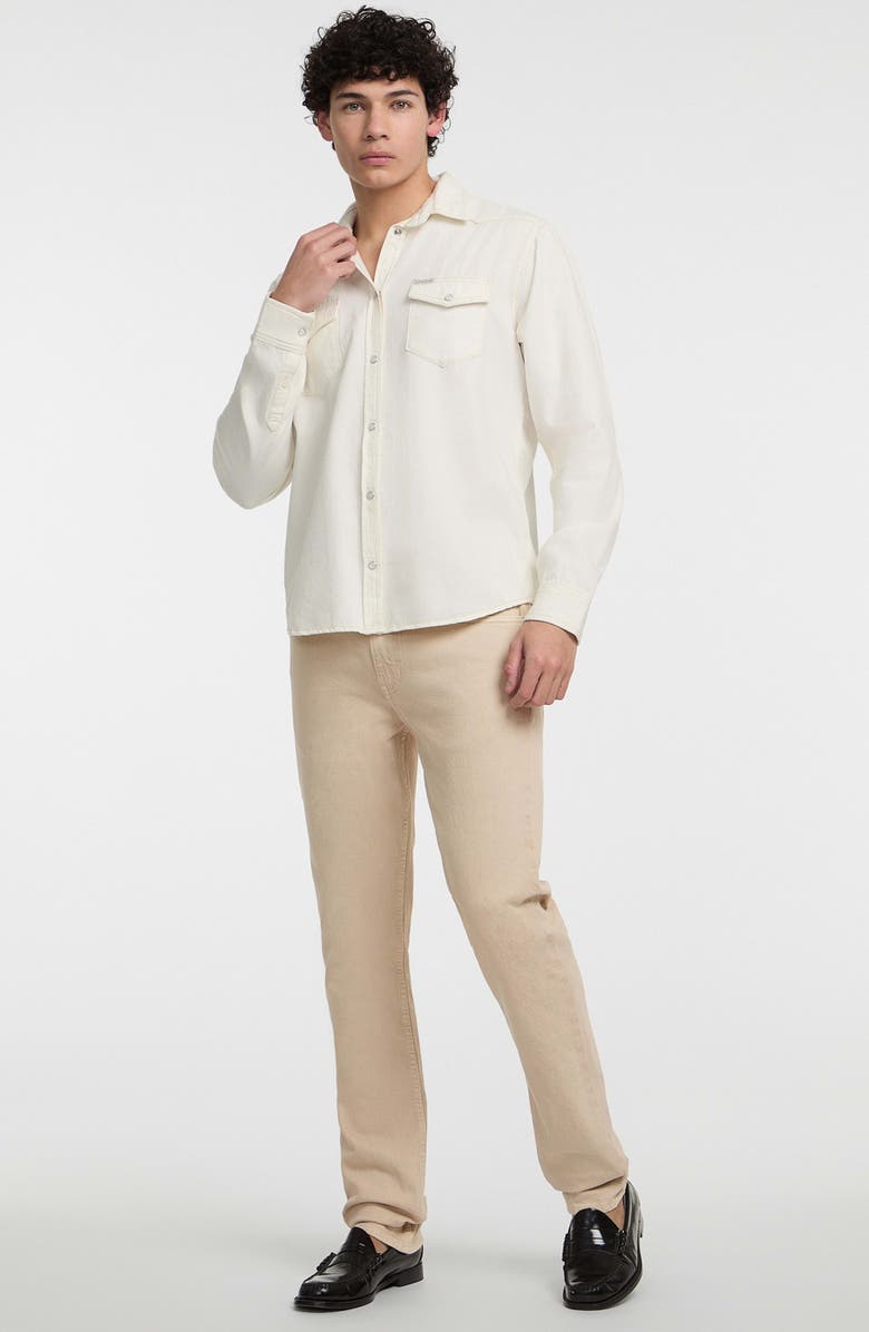 GUESS JEANS Cotton Denim Snap-Up Western Shirt, Alternate, color, Ivory