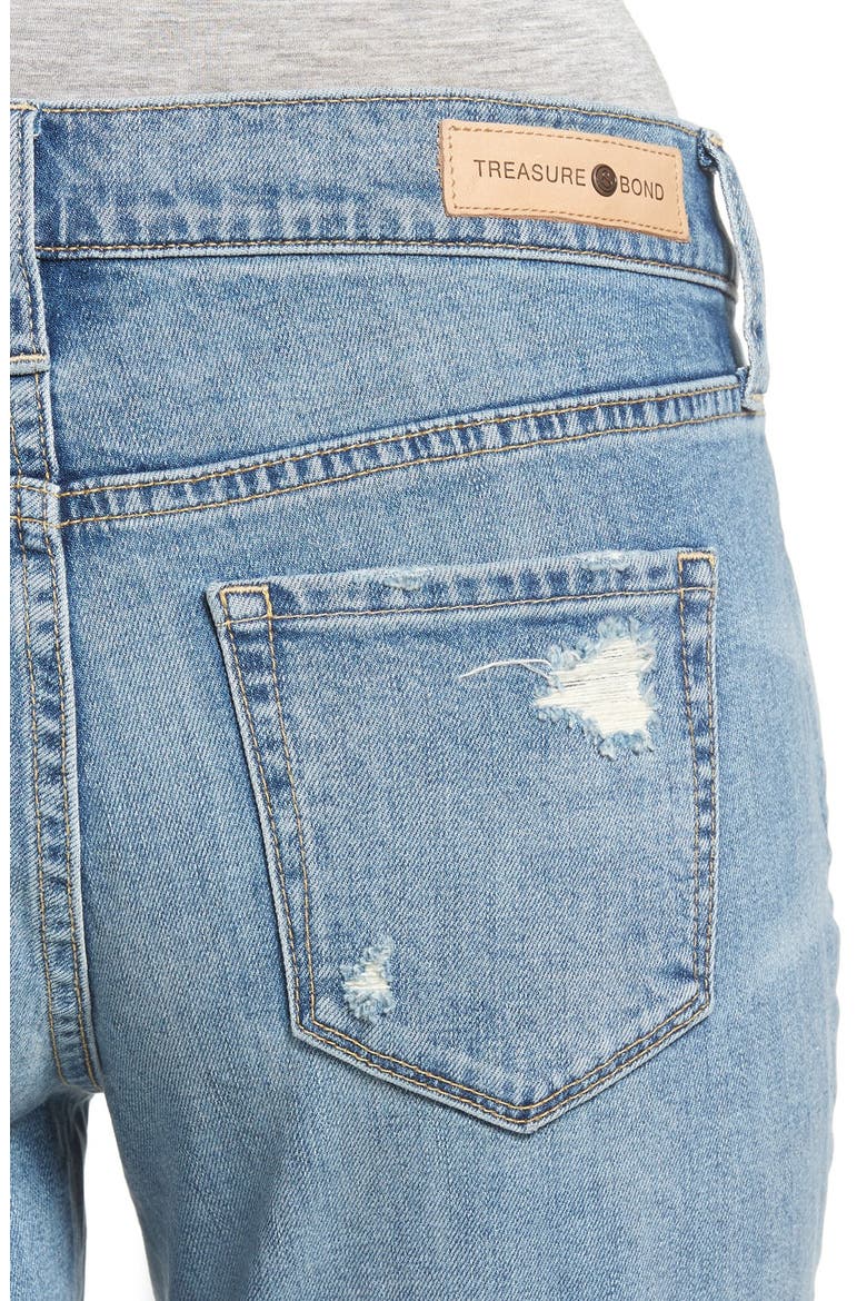 Treasure&Bond Ripped Boyfriend Jeans, Alternate, color, GRAVEL LIGHT DESTROY