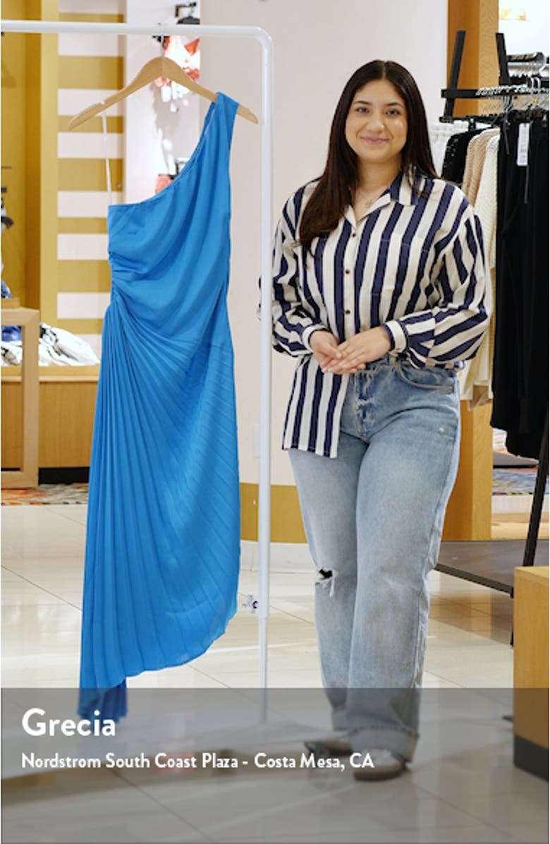 Flin Asymmetric Pleat Cutout One-Shoulder Dress, sales video thumbnail