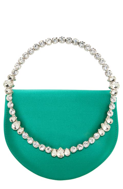 Eternity Flap Embellished Satin Clutch