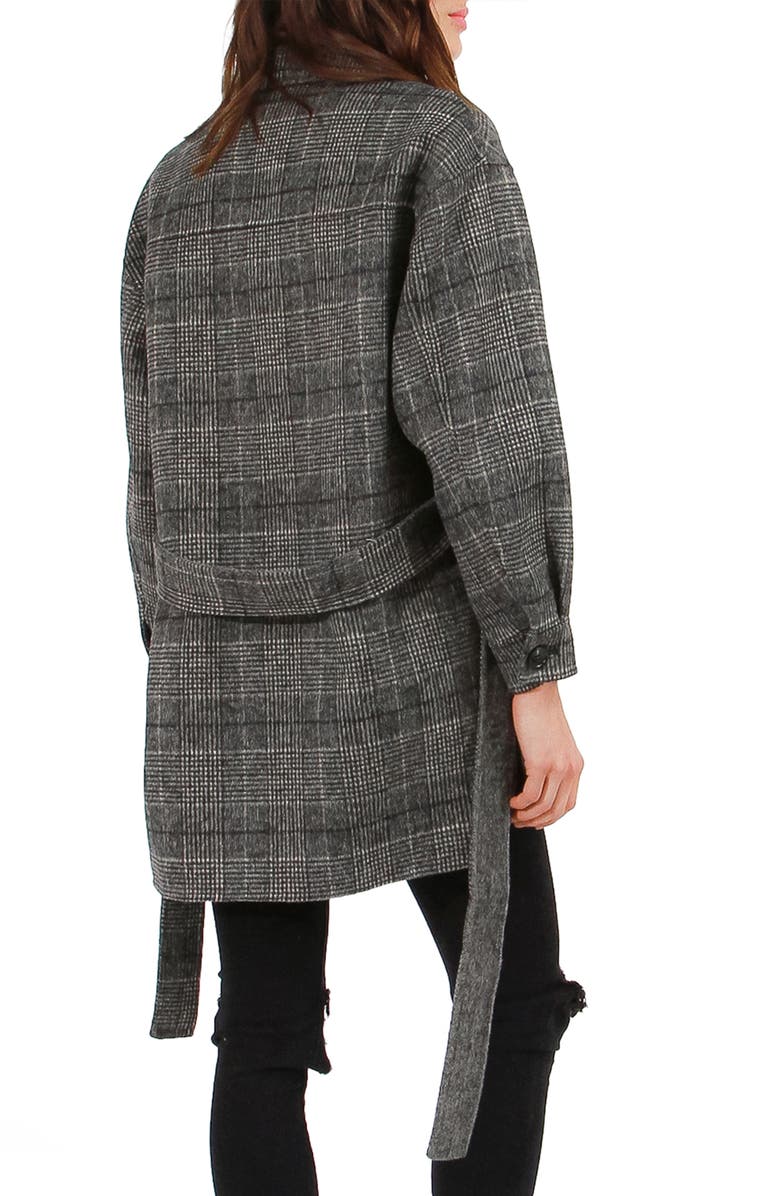 Belle & Bloom Back Together Plaid Wool Blend Coat, Alternate, color, Black/ White